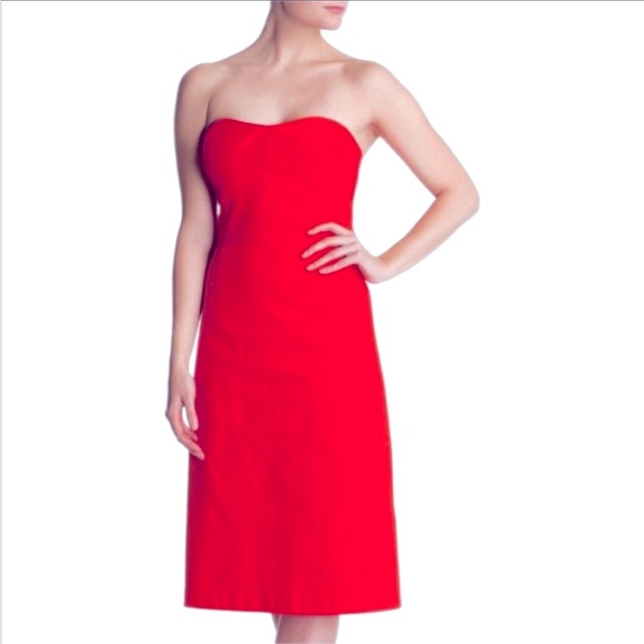 Ted Baker London Strapless Knee Length Dress Red Ted Baker Size 3= US M(8-10) - Picture 1 of 8
